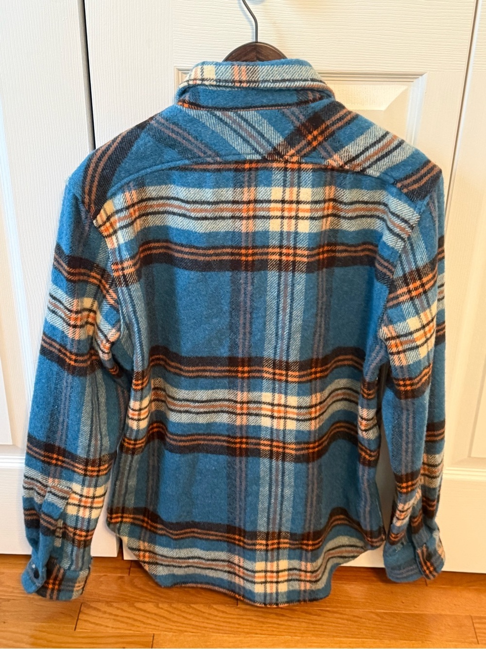 Imogene + Willie Hall CPO Flannel in Blue Orange Plaid - Picture 3 of 4